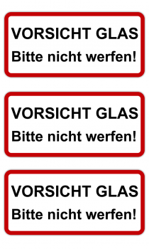 Aufkleber Vorsicht Glas